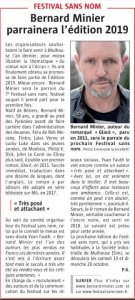 L'Alsace 16 janvier 2019 - Bernard Minier